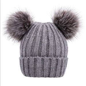 Arctic paw fur lined knit hat